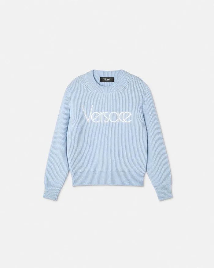 1978 ReEdition Logo Kids Sweater Light Blue Children Versace Clothing