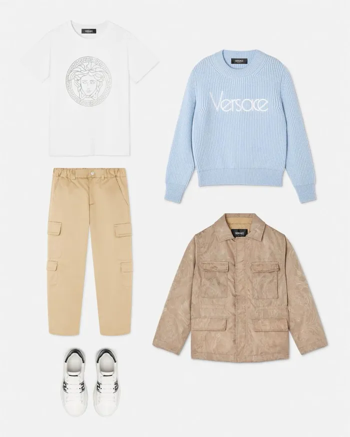 1978 ReEdition Logo Kids Sweater Light Blue Children Versace Clothing