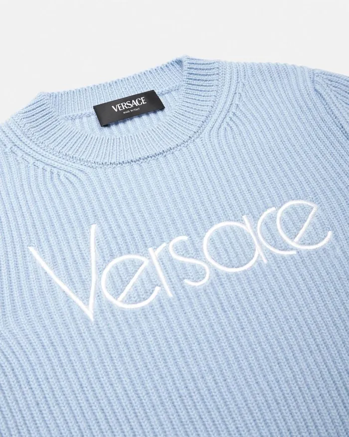 1978 ReEdition Logo Kids Sweater Light Blue Children Versace Clothing