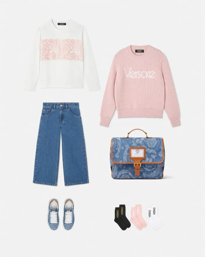 1978 ReEdition Logo Kids Sweater Light Pink Children Versace Clothing