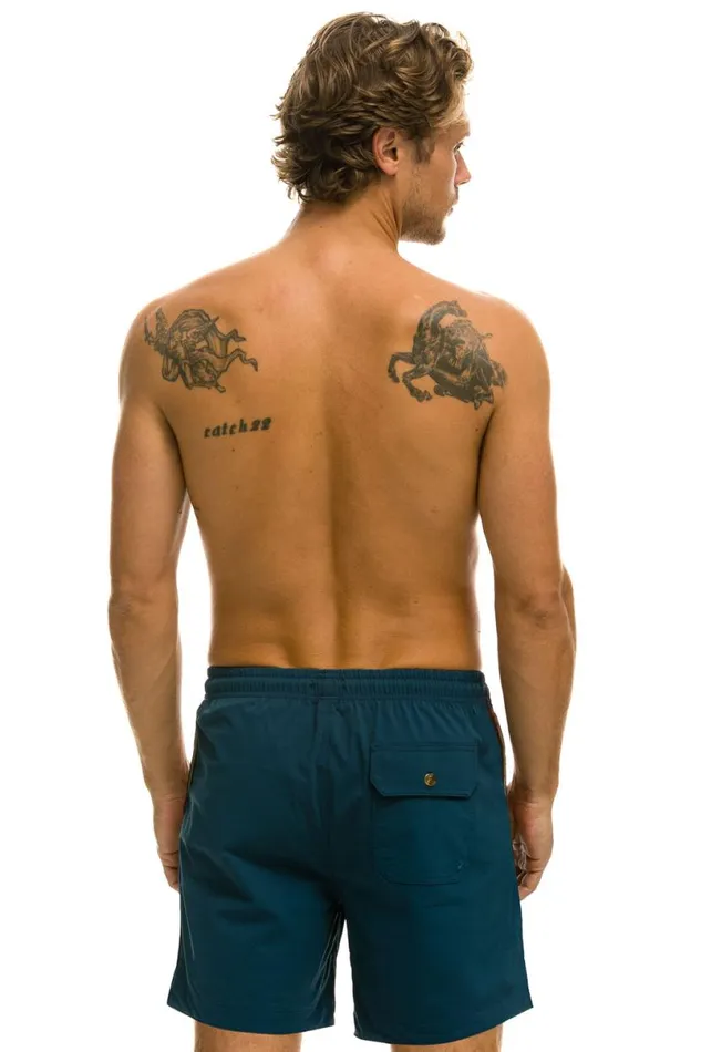 5 Stripe Flex Shorts 7 Inch 8211 Deep Ocean Men Aviator Nation Shorts