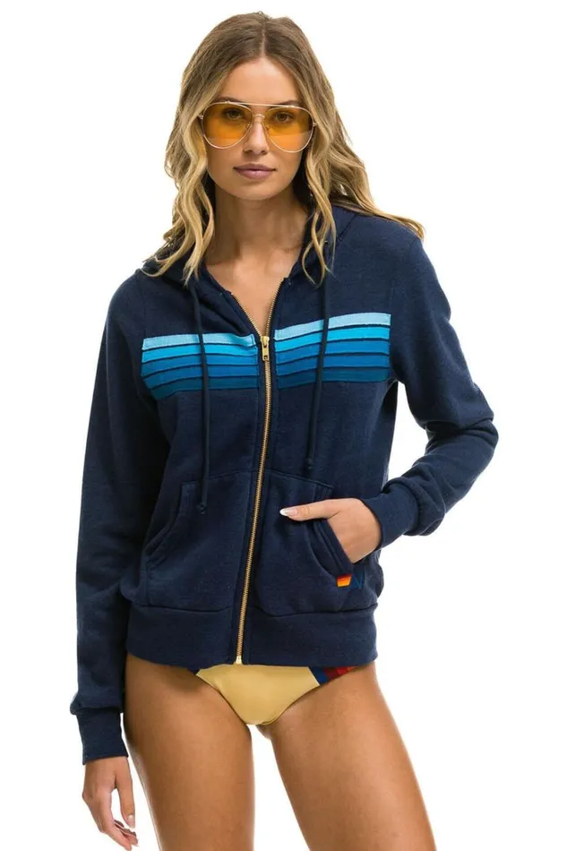 5 Stripe Hoodie 8211 Navy Blue WomenMen Aviator Nation Hoodies