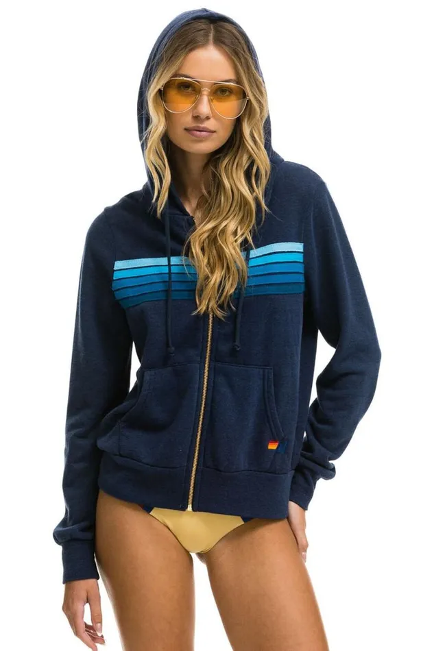 5 Stripe Hoodie 8211 Navy Blue WomenMen Aviator Nation Hoodies