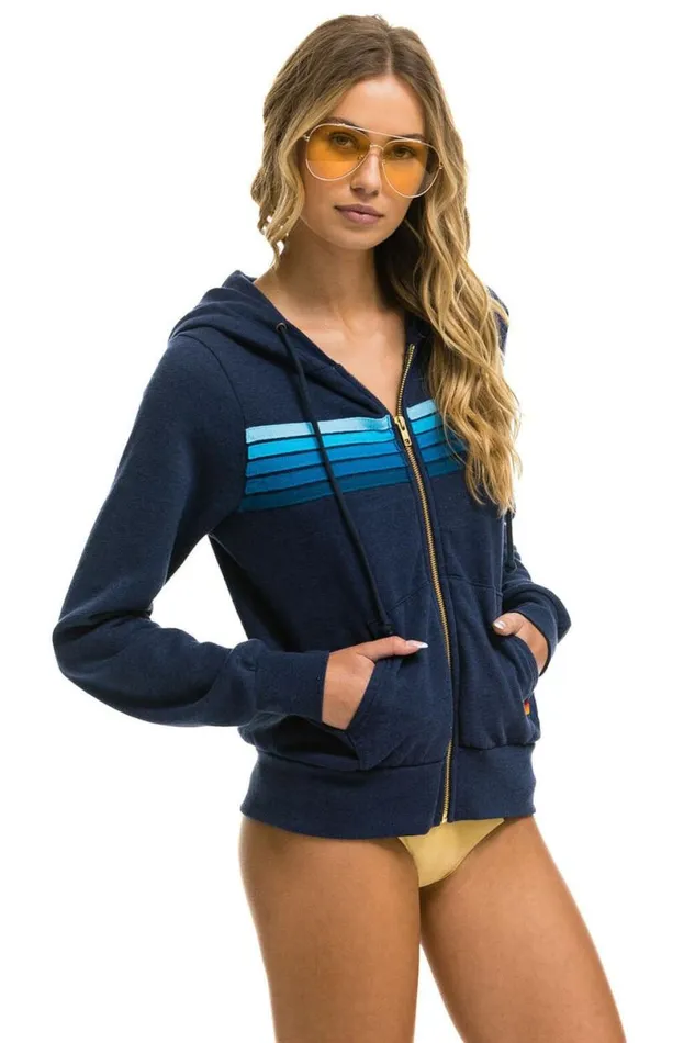 5 Stripe Hoodie 8211 Navy Blue WomenMen Aviator Nation Hoodies