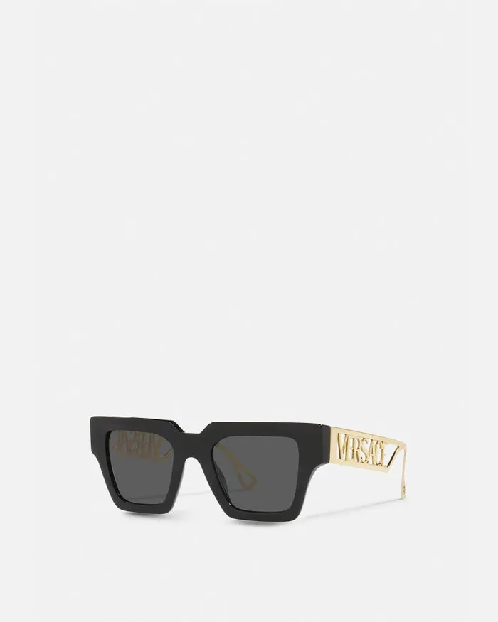 90s Vintage Logo Sunglasses Blackgold WomenMen Versace Sunglasses