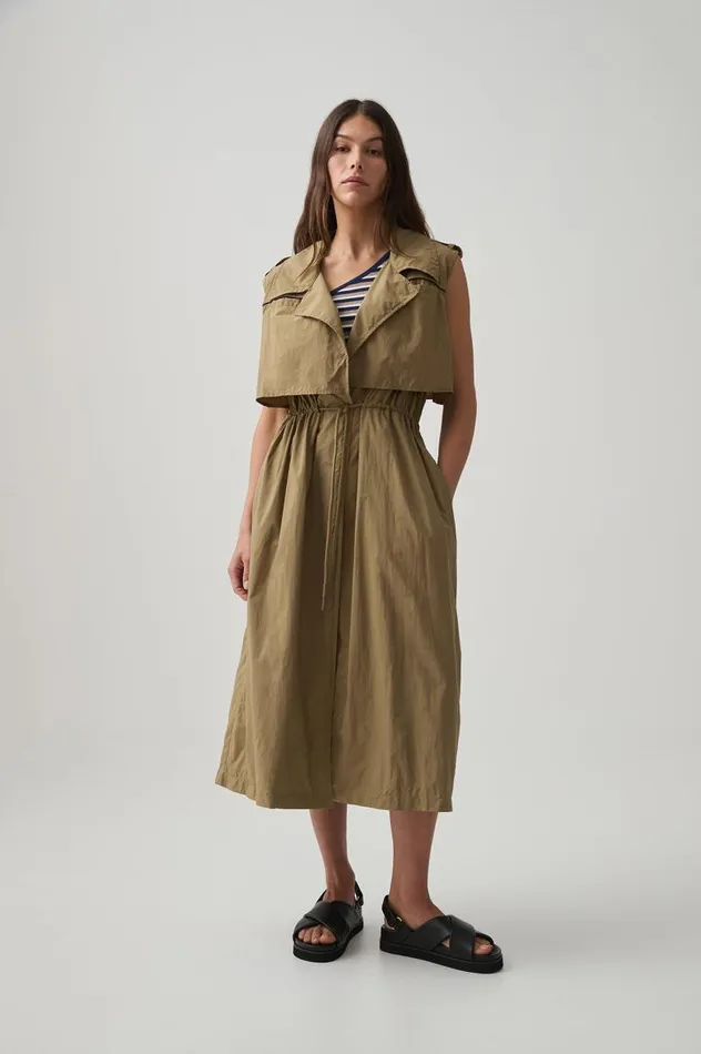 Aje Blazers Jackets and Coats Logo Tape Longline Vest 703 Soft Khaki 8211 Women