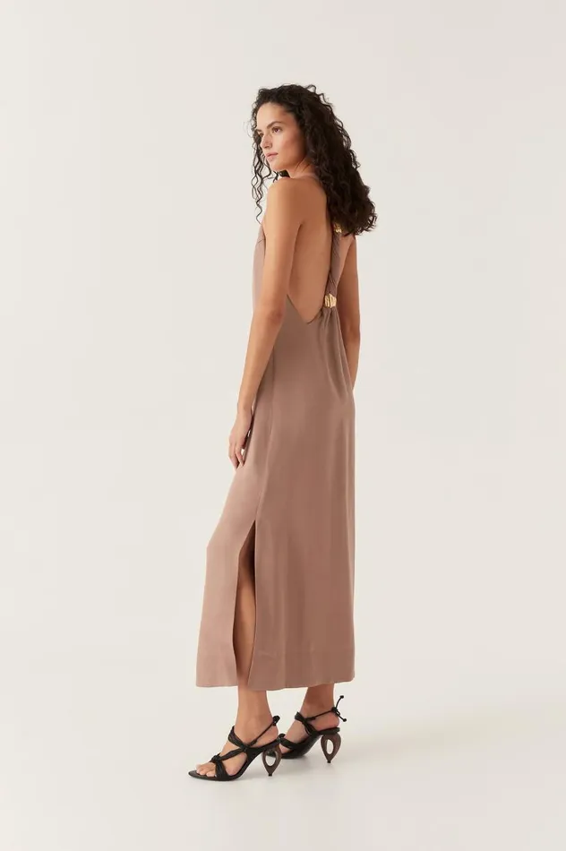 Aje Dresses Intrigue Twist Back Midi Dress Chocolate Brown 8211 Women