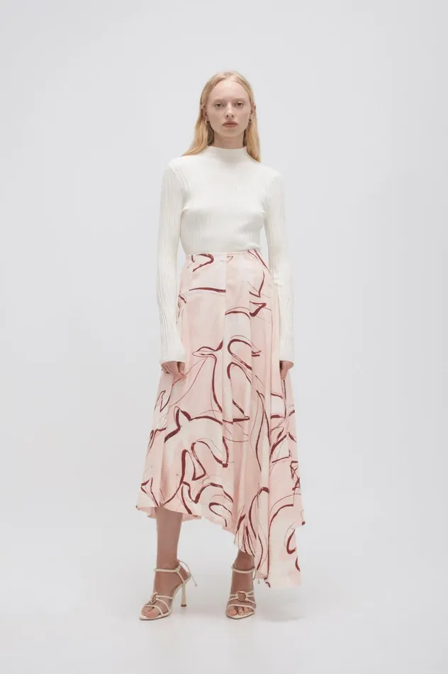 Aje Skirts Jeanne Dipped Midi Skirt Whimsical Dove 8211 Women
