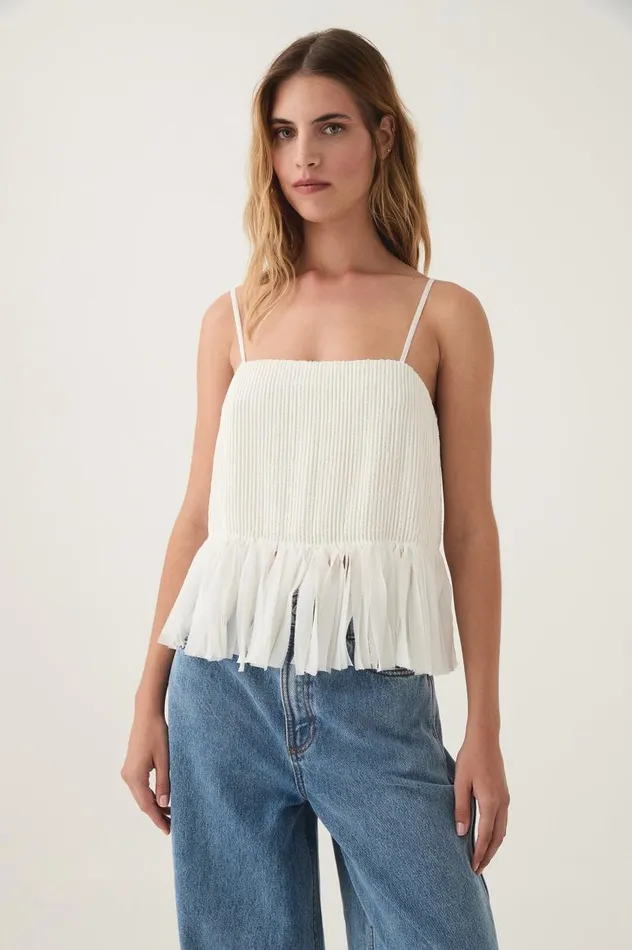 Aje Tops Arris Fringed Top Ivory 8211 Women