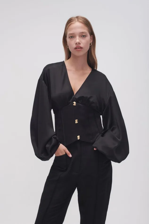 Aje Tops Spirit Corsetted Blouse Black 8211 Women