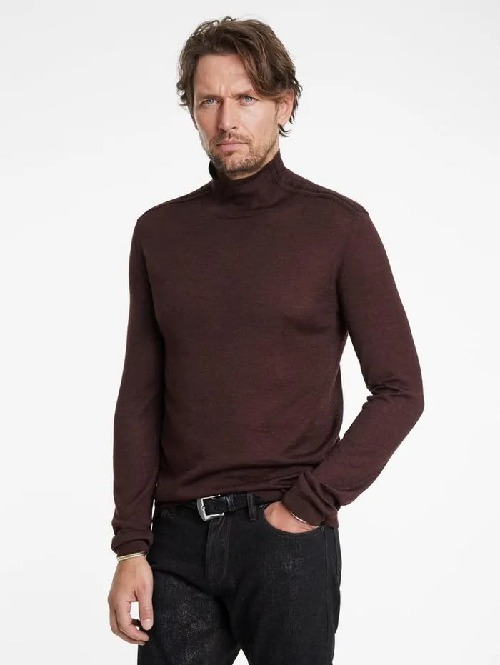 ALONTE MOCK NECK Chocolate Men John Varvatos Sweaters