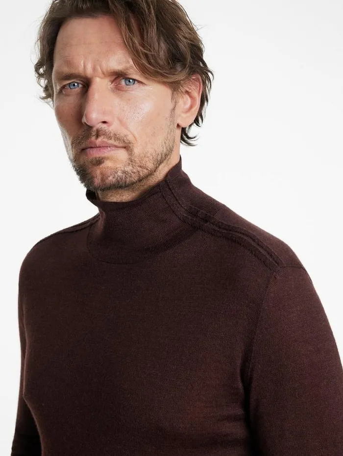 ALONTE MOCK NECK Chocolate Men John Varvatos Sweaters