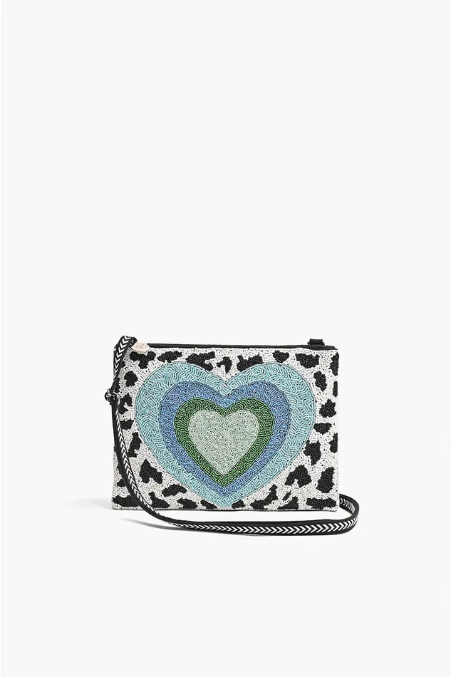 America and Beyond Blue Heart Top Zip Clutch Women Clutches
