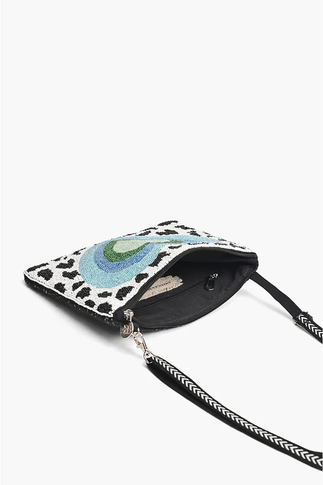 America and Beyond Blue Heart Top Zip Clutch Women Clutches