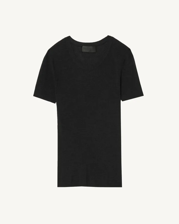 ARACELI SILK KNIT TEE Black Women Nili Lotan Tops