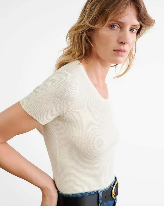 ARACELI SILK KNIT TEE Black Women Nili Lotan Tops