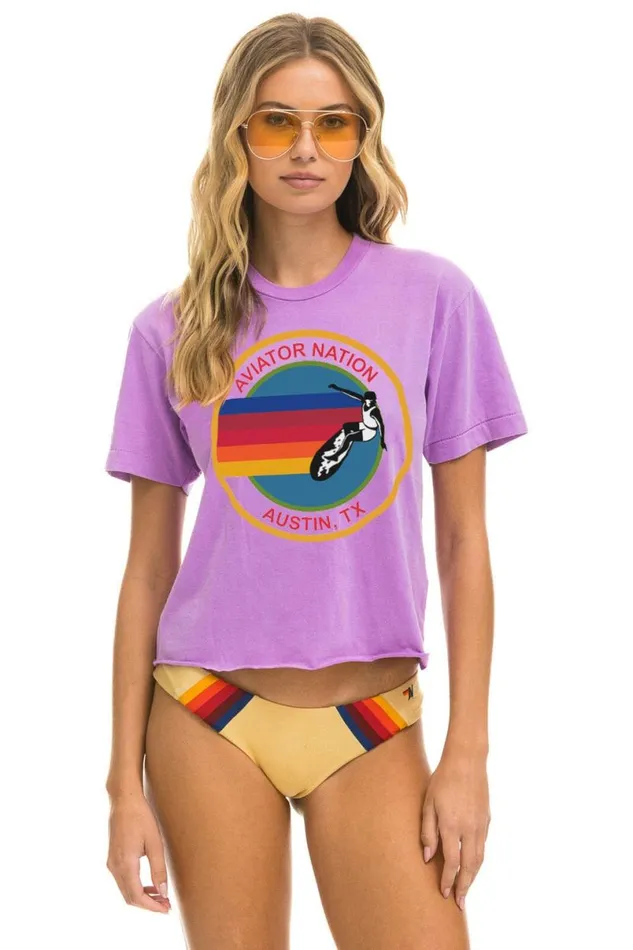 Austin Boyfriend Tee 8211 Neon Purple Women Aviator Nation Tees