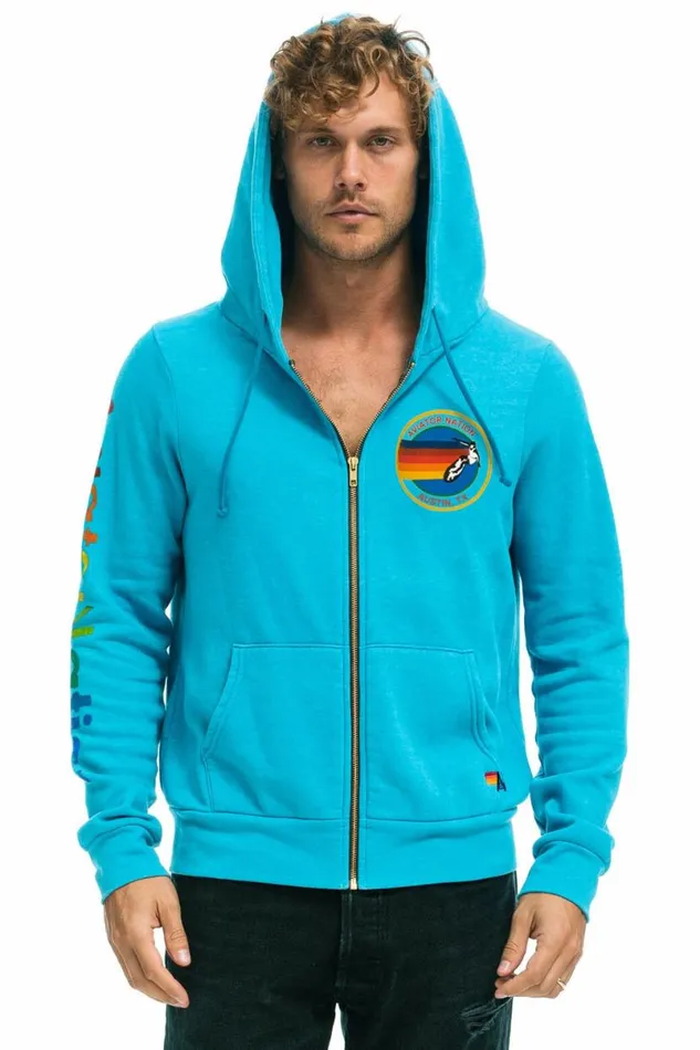 Austin Hoodie 8211 Neon Blue WomenMen Aviator Nation Hoodies