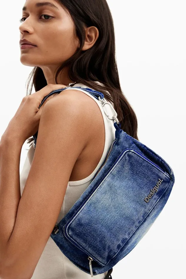 Bags Women Desigual Small Denim Crossbody Bag Blue