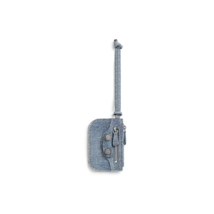 Balenciaga Card Holders Women Women039s Le Cagole Coin Purse Denim With Rhinestones In Blue Blue Balenciaga Card Holders Women Women039s Le Cagole Coin Purse Denim With Rhinestones In Blue Blue