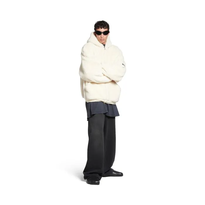 Balenciaga Coats and Jackets WomenMen Outerwear Zipup Hoodie In Light Beige Light Beige