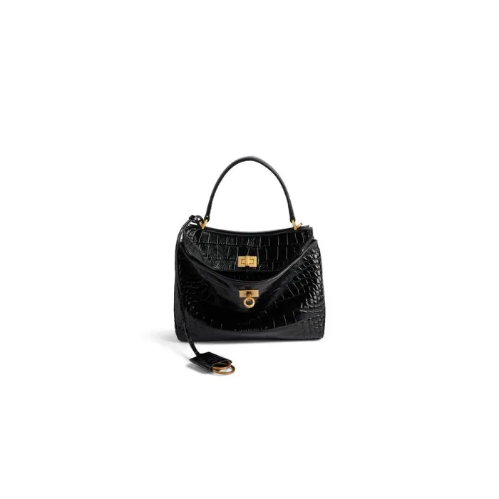Balenciaga Handbags Women Women039s Rodeo Mini Handbag Crocodile Embossed In Black Black Balenciaga Handbags Women Women039s Rodeo Mini Handbag Crocodile Embossed In Black Black