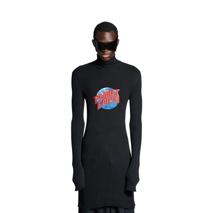 Balenciaga Knitwear Men Men039s Planet Earth Long Fitted Turtleneck In Black Black Balenciaga Knitwear Men Men039s Planet Earth Long Fitted Turtleneck In Black Black