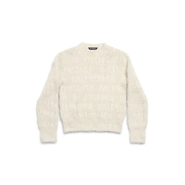 Balenciaga Knitwear Women Women039s Allover Furry Fitted Sweater In Light Beige Light Beige Balenciaga Knitwear Women Women039s Allover Furry Fitted Sweater In Light Beige Light Beige