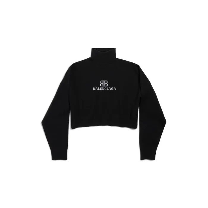 Balenciaga Knitwear Women Women039s Cropped Highneck In Blackwhite Blackwhite Balenciaga Knitwear Women Women039s Cropped Highneck In Blackwhite Blackwhite