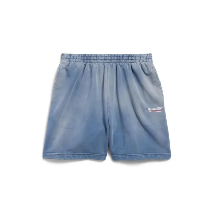 Balenciaga Pants Men Men039s Political Campaign Sweat Shorts In Faded Bluewhitered Faded Bluewhitered