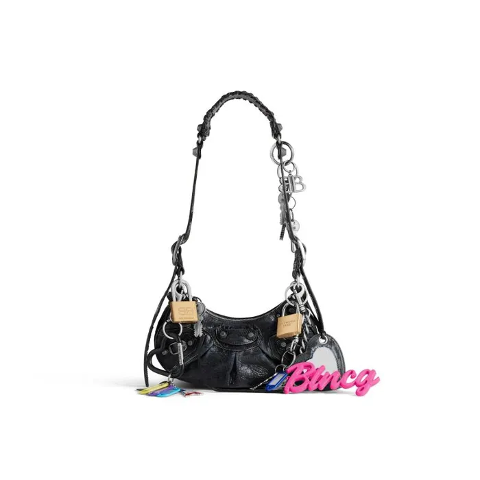 Balenciaga Shoulder Bags Women Women039s Le Cagole Xs Shoulder Bag Used Effect With Charms In Black Black Balenciaga Shoulder Bags Women Women039s Le Cagole Xs Shoulder Bag Used Effect With Charms In Black Black