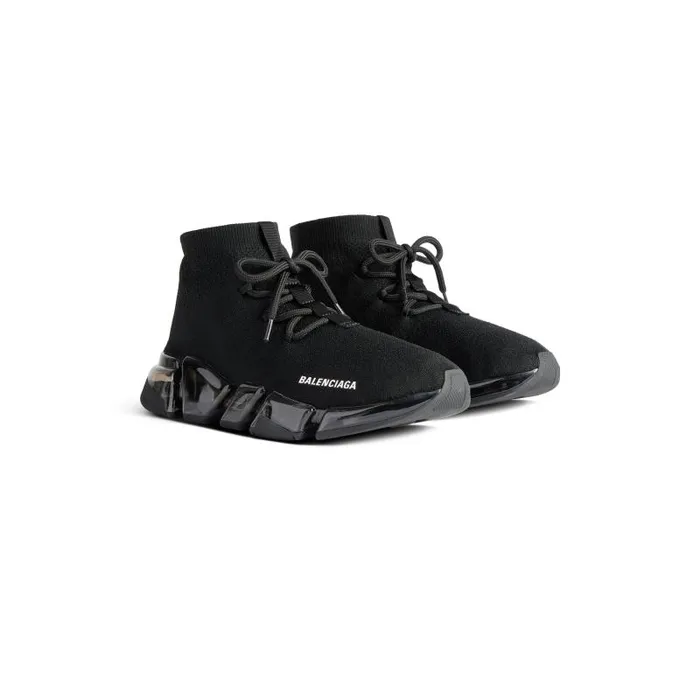 Balenciaga Sneakers Men Men039s Speed 20 Lace Up Full Clear Sole Recycled Knit Sneaker In Black Black Balenciaga Sneakers Men Men039s Speed 20 Lace Up Full Clear Sole Recycled Knit Sneaker In Black Black