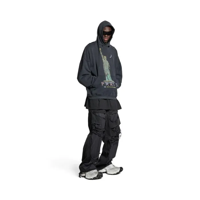 Balenciaga Sweatshirts and Hoodies WomenMen Paris Liberty Hoodie Oversized In Black Black Balenciaga Sweatshirts and Hoodies WomenMen Paris Liberty Hoodie Oversized In Black Black