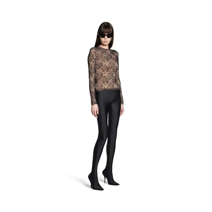 Balenciaga Tops and Shirts Women Women039s Lace Crewneck Top In Beigeblack Beigeblack Balenciaga Tops and Shirts Women Women039s Lace Crewneck Top In Beigeblack Beigeblack