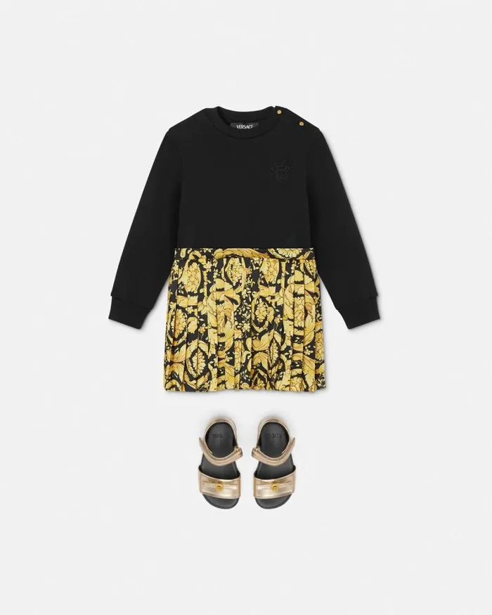 Barocco Baby Sweatshirt Dress Black Children Versace Clothing