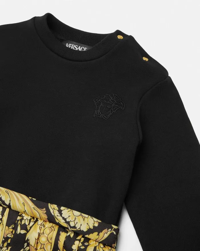 Barocco Baby Sweatshirt Dress Black Children Versace Clothing
