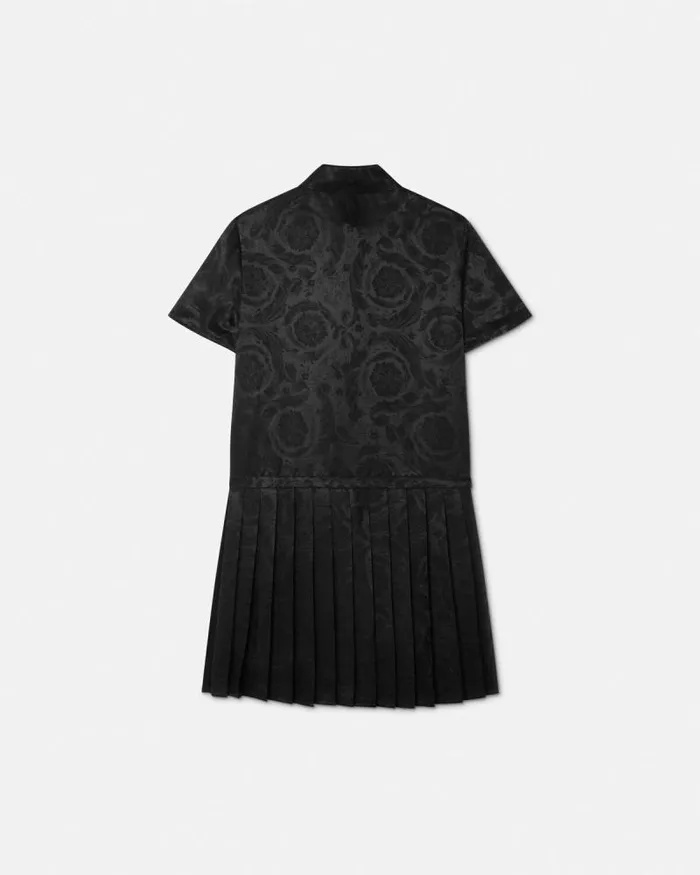 Barocco Lavallire Pleated Mini Dress Black Women Versace Dresses