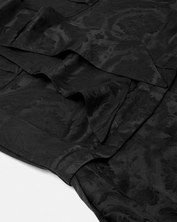Barocco Lavallire Pleated Mini Dress Black Women Versace Dresses