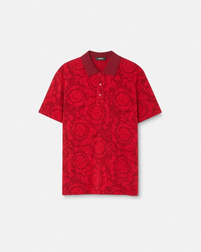 Barocco Polo Shirt Red Men Versace TShirts and Polos