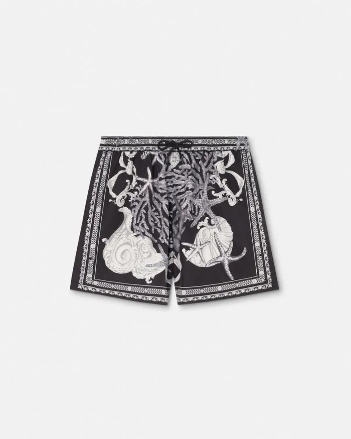Barocco Reversible Boardshorts Blackprint Men Versace Swimwear