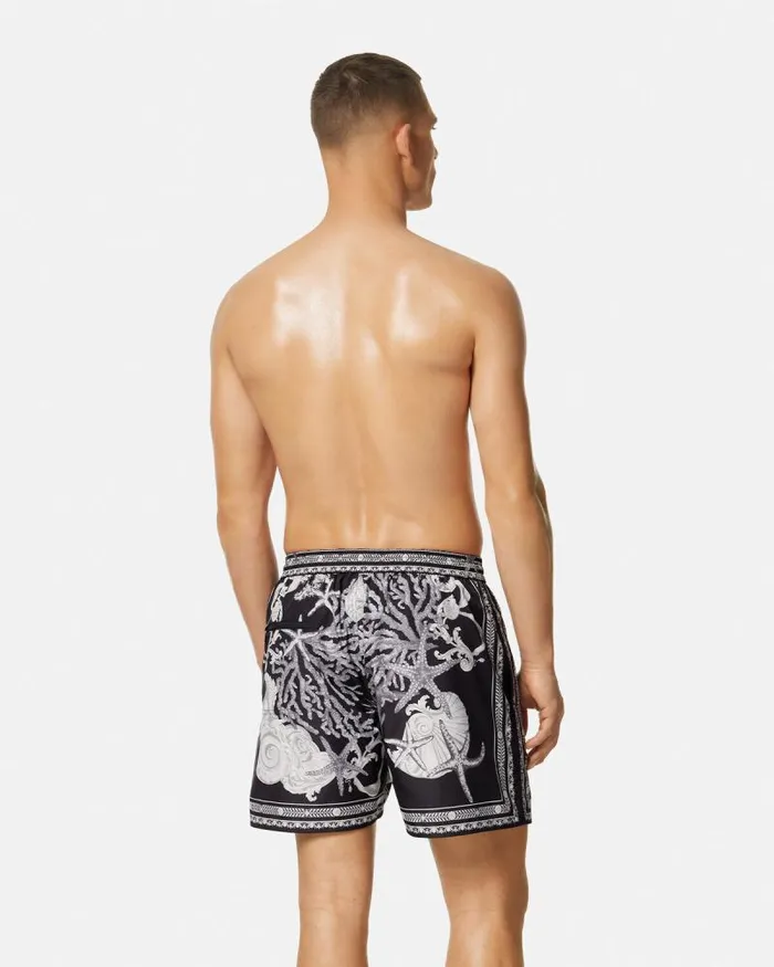 Barocco Reversible Boardshorts Blackprint Men Versace Swimwear