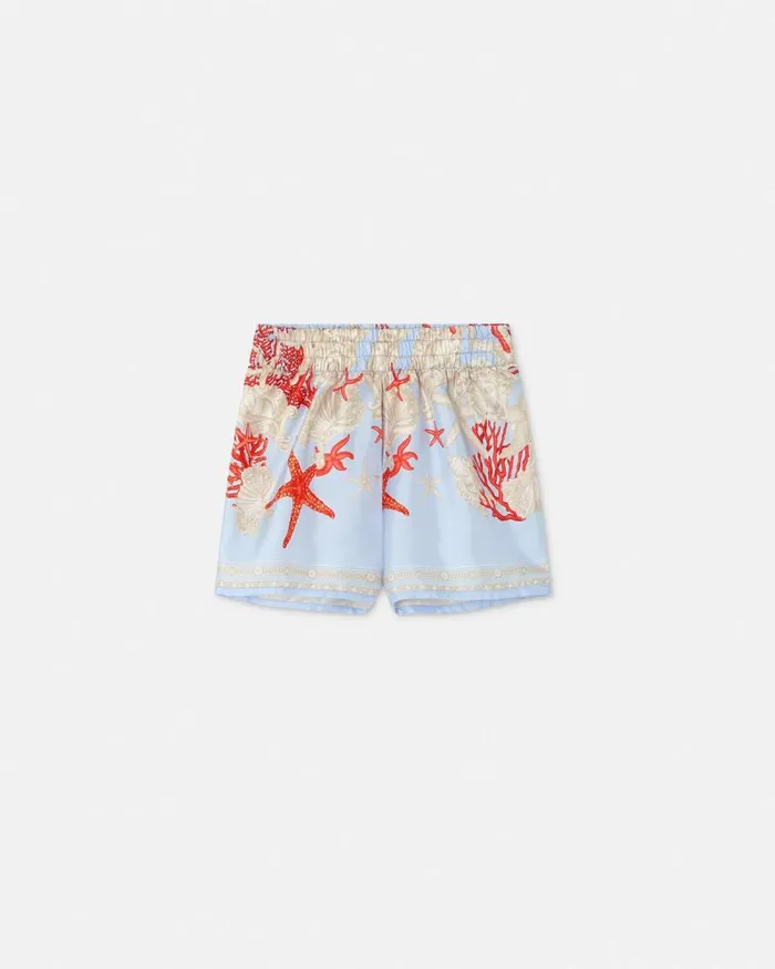 Barocco Sea Baby Silk Shorts Blueprint Children Versace Clothing
