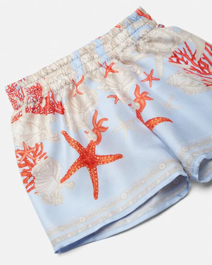 Barocco Sea Baby Silk Shorts Blueprint Children Versace Clothing