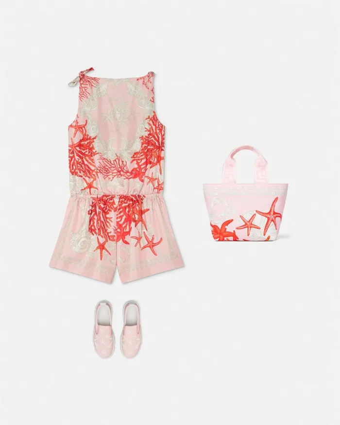Barocco Sea Kids Playsuit Coral Children Versace Clothing