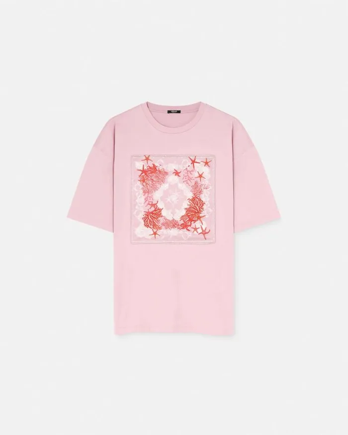 Barocco Sea Oversized TShirt Pinkprint Women Versace TShirts and Sweatshirts
