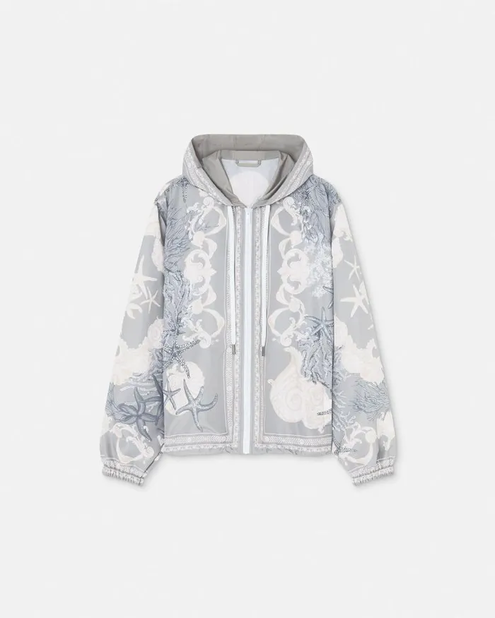 Barocco Sea Windbreaker Jacket Blueprint Men Versace Jackets and Coats