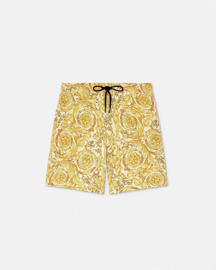 Barocco Swim Boardshorts Yellowprint Men Versace Swimwear