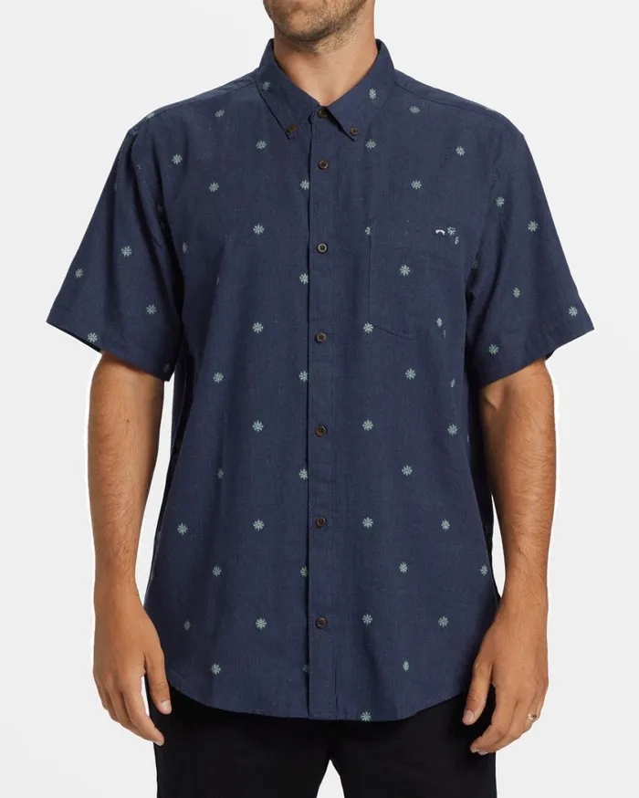 Billabong All Day Jacquard Short Sleeve Shirt Dusty Navy Mens Shirts