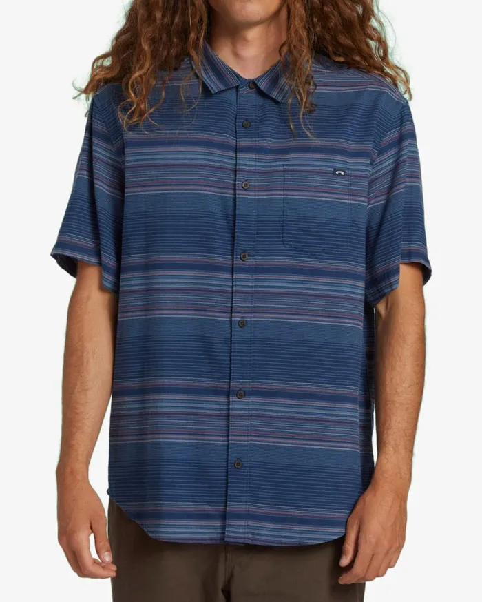 Billabong All Day Stripe Short Sleeve Woven Shirt Dark Blue Mens Shirts