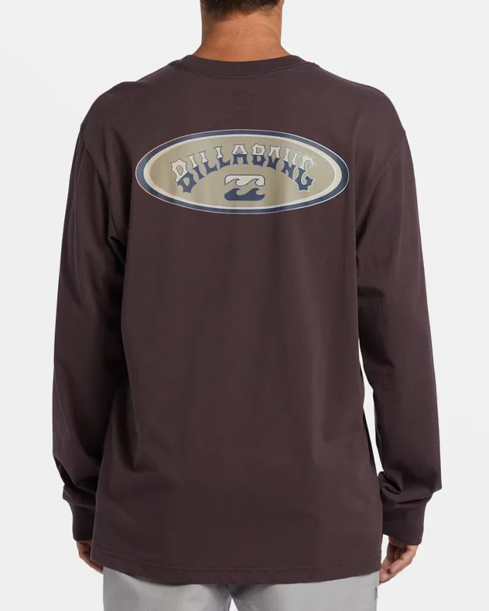 Billabong Arch Wave Long Sleeve Tshirt Plum Mens TShirts